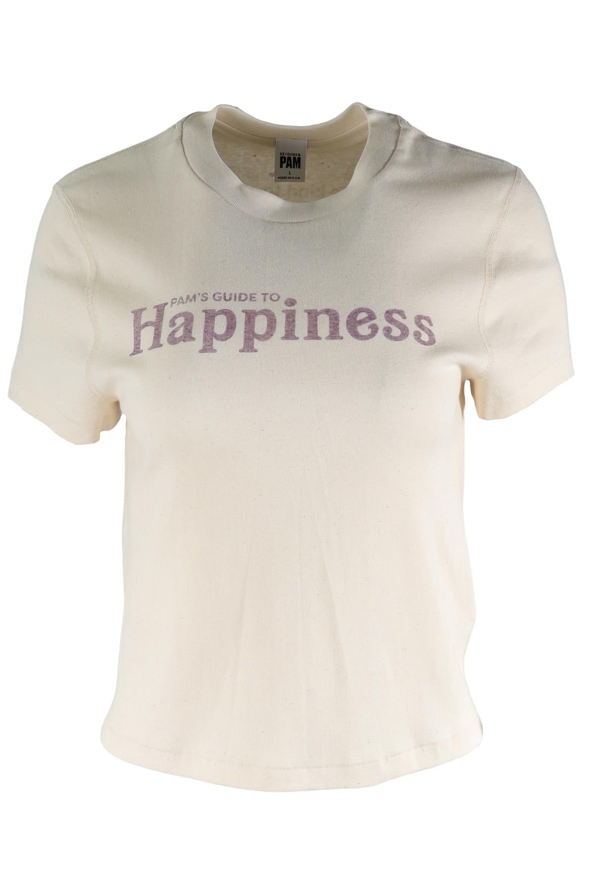 RE/DONE + PAMELA ANDERSON CREAM COTTON T-SHIRT LARGE
