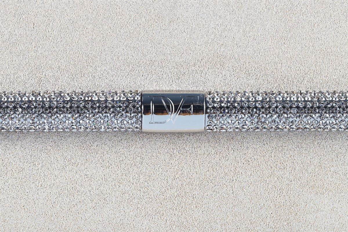 DIANE VON FURSTENBERG BEIGE CRYSTAL AND SUEDE CLUTCH