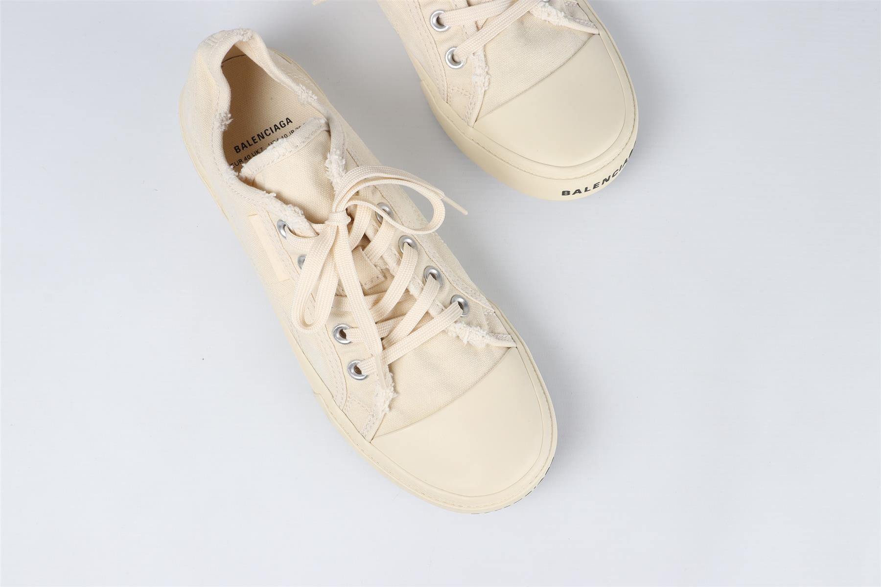 BALENCIAGA ECRU PARIS CANVAS SNEAKERS EU 40 UK 7 US 10