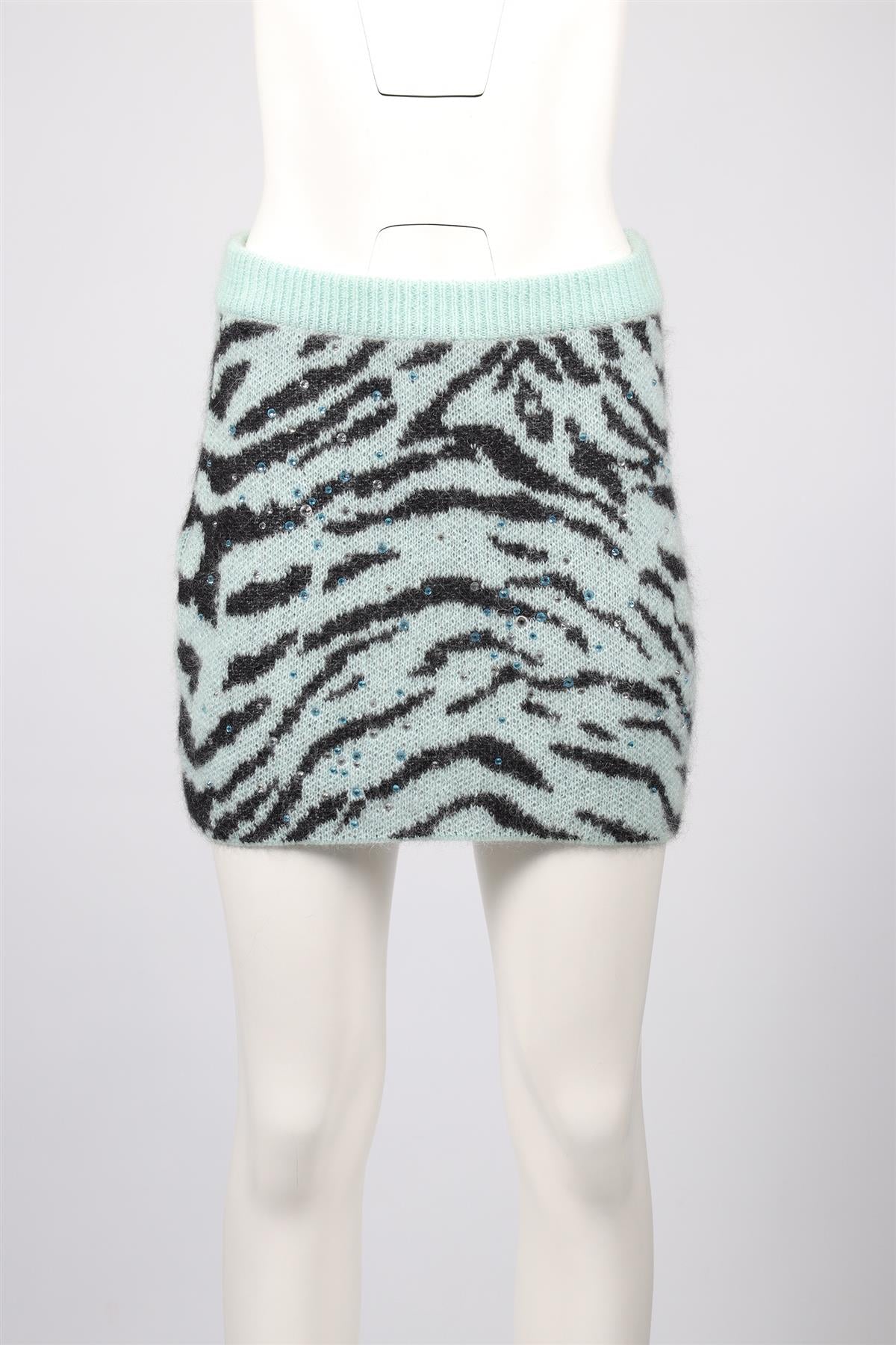 ALESSANDRA RICH BLUE WOOL MINI SKIRT IT 38 UK 6