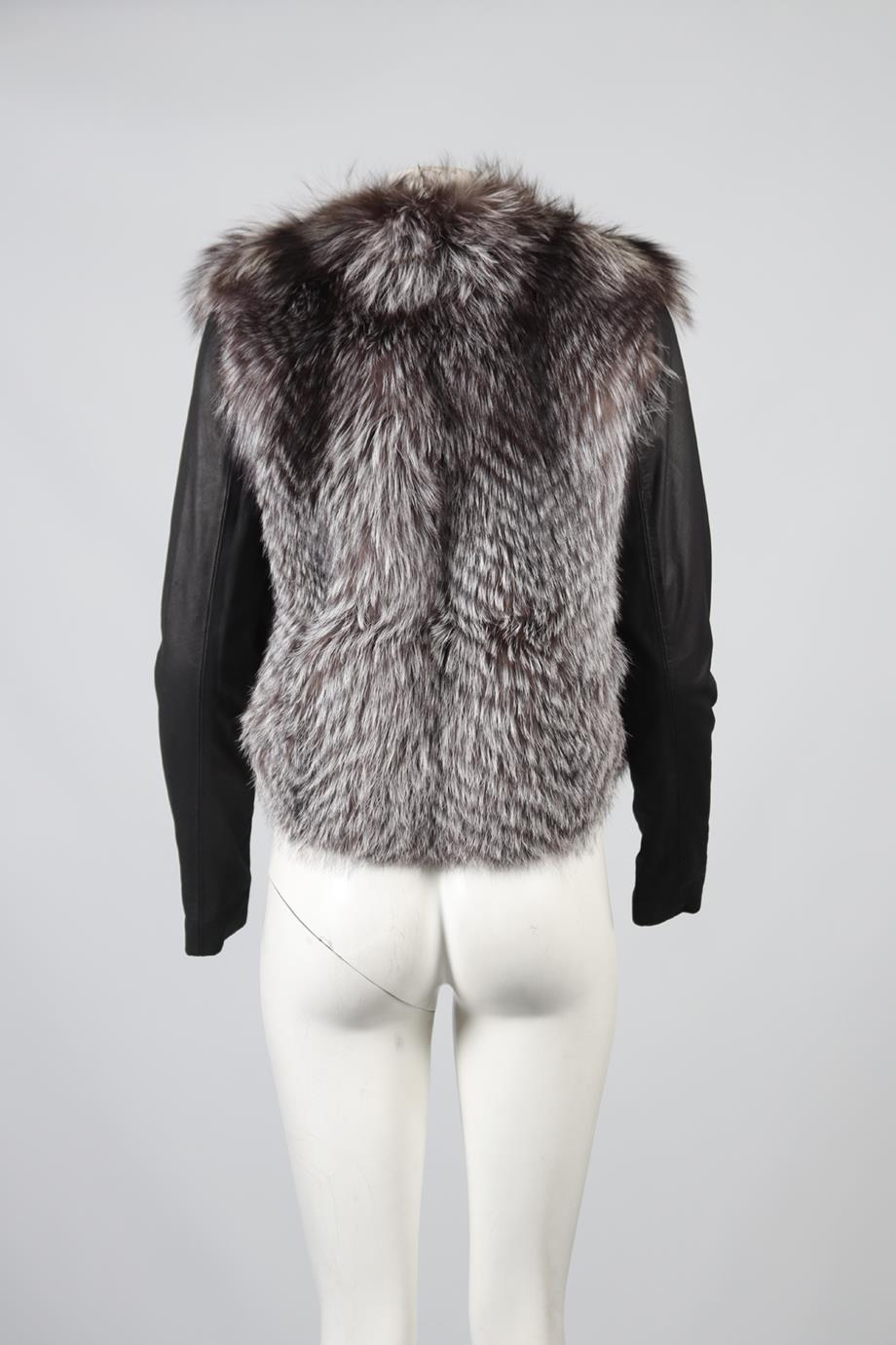 VINCE FOX FUR AND LEATHER JACKET MEDIUM