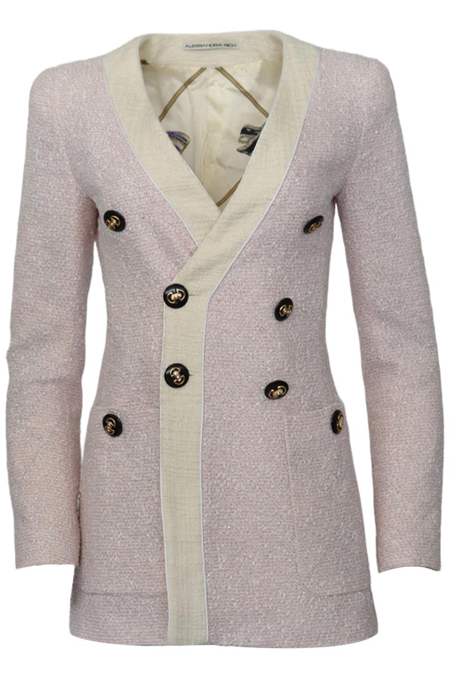 ALESSANDRA RICH TWEED COTTON BLEND BLAZER IT 38 UK 6