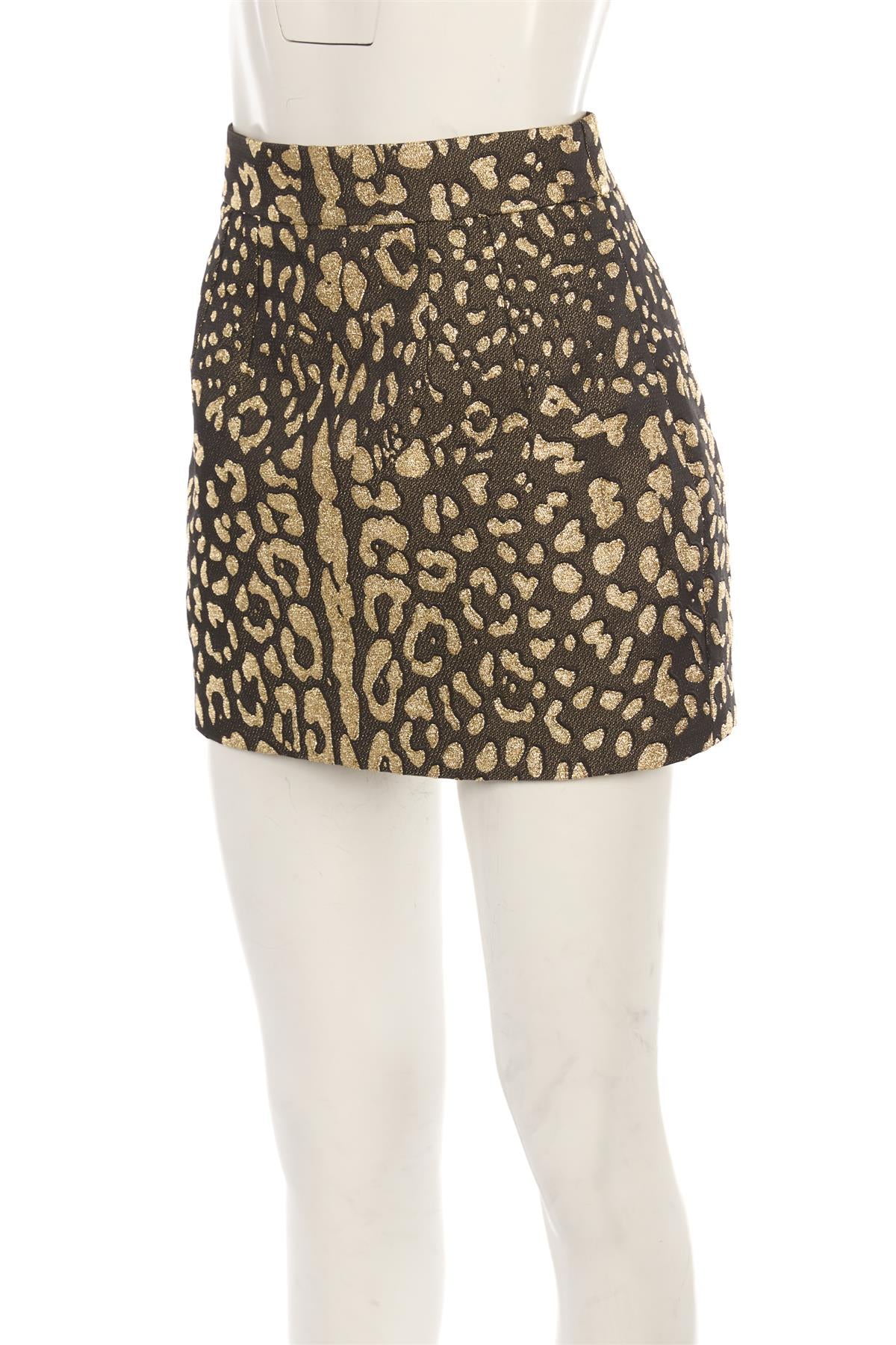 DOLCE & GABBANA GOLD COTTON MINI SKIRT IT 44 UK 12