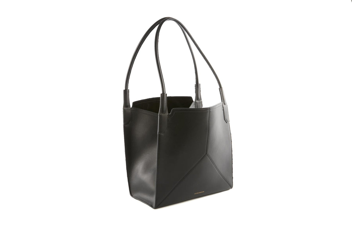 VICTORIA BECKHAM BLACK VICTORIA LEATHER TOTE BAG