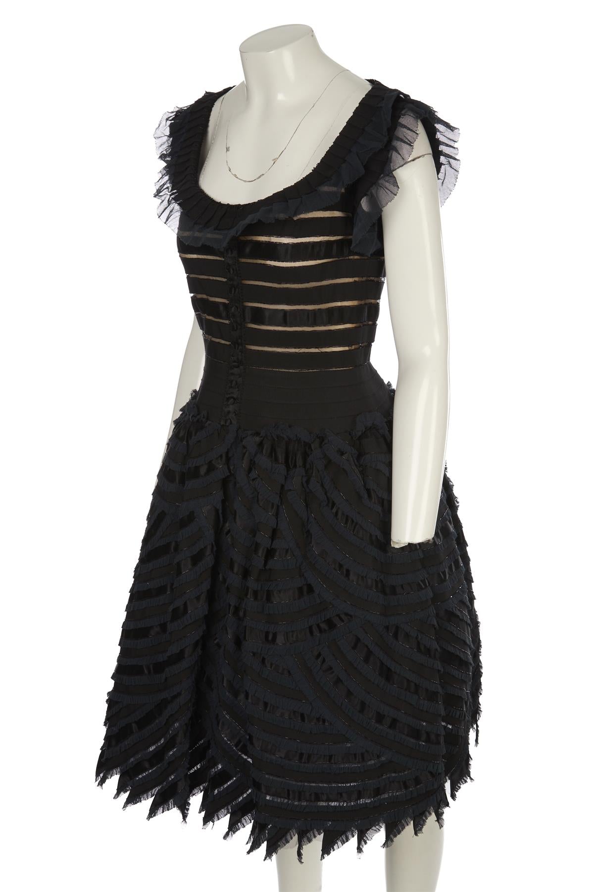 OSCAR DE LA RENTA BLACK TULLE DRESS US 4 UK 8