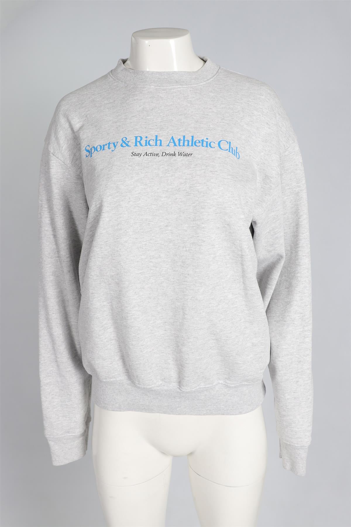 SPORTY & RICH GREY COTTON SWEATSHIRT SMALL