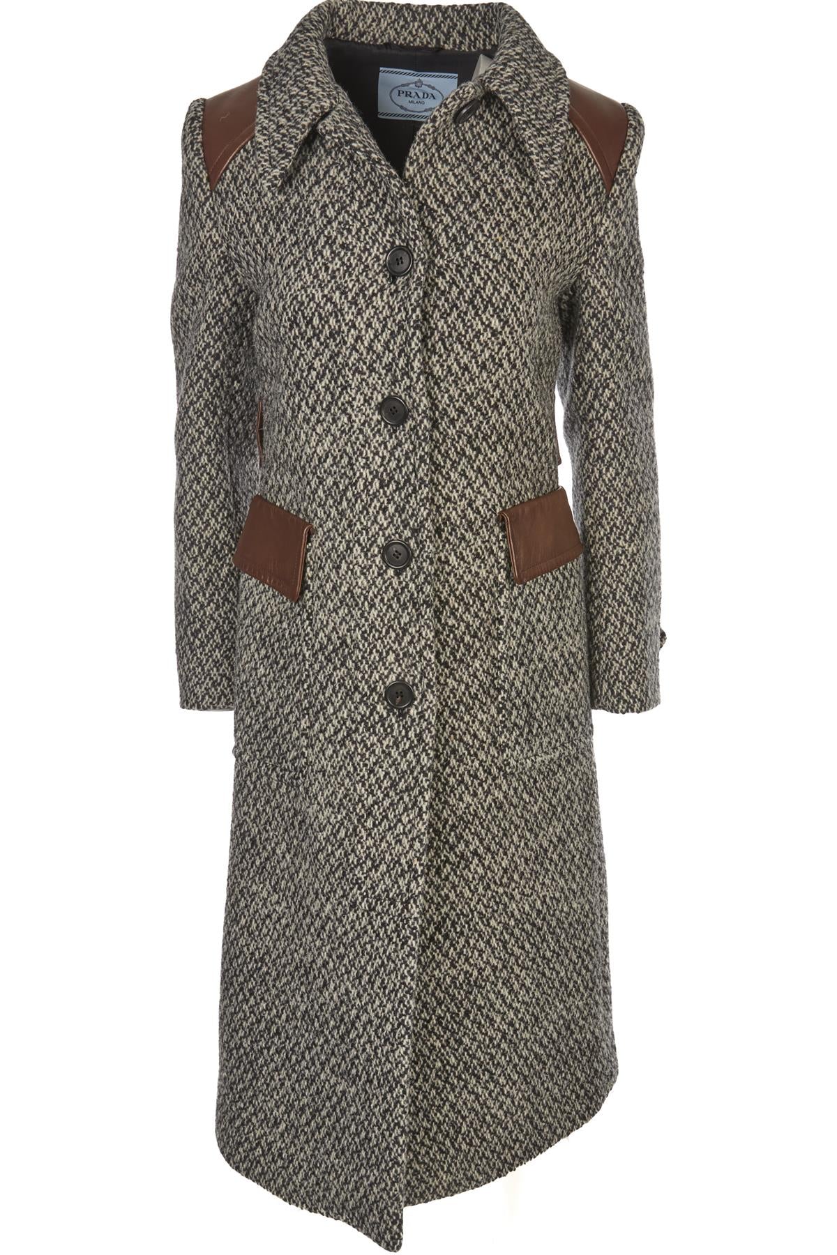 PRADA GREY 2014 WOOL COAT IT 40 UK 8