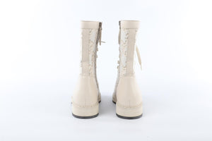 FENDI ECRU FF LEATHER ANKLE BOOTS EU 39 UK 6 US 9