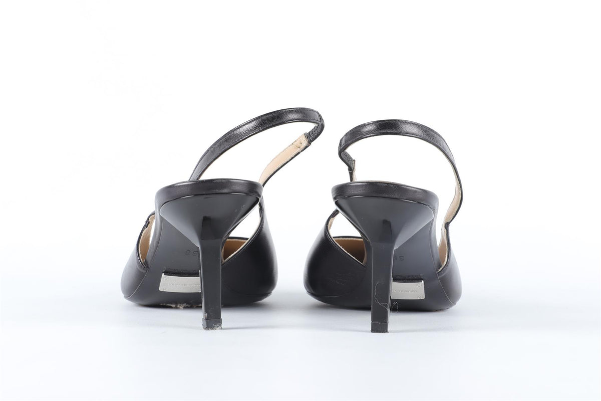 MICHAEL KORS BLACK LEATHER SLINGBACK PUMPS EU 38.5 UK 5.5 US 8.5
