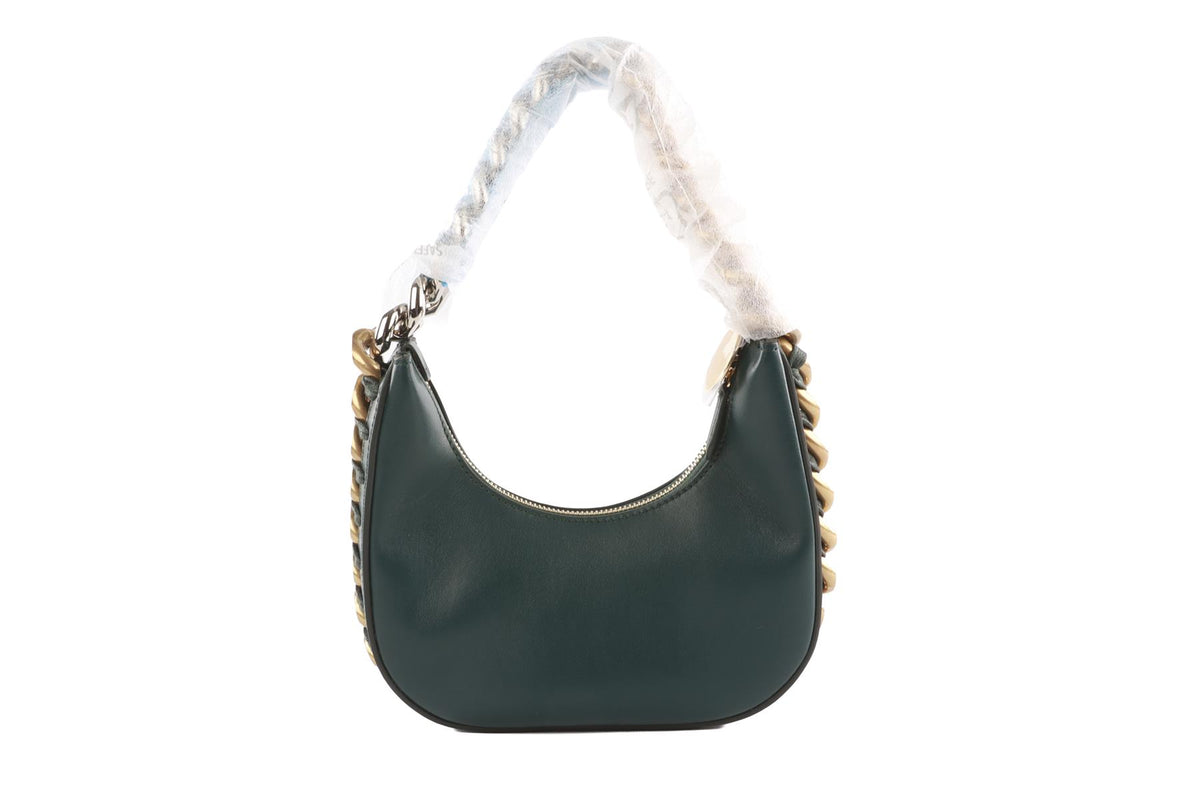 STELLA MCCARTNEY GREEN FRAYME SMALL FAUX LEATHER SHOULDER BAG