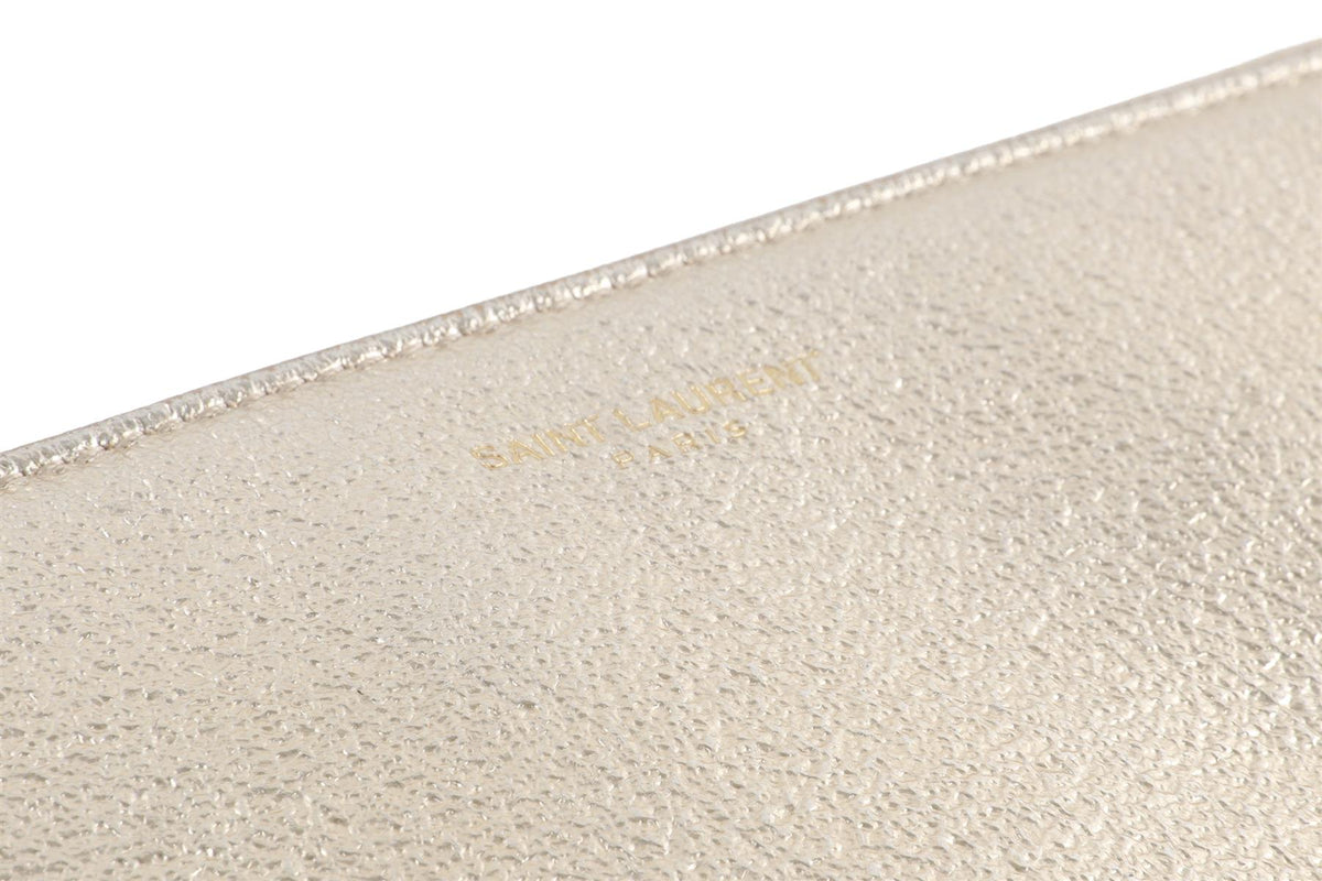 SAINT LAURENT GOLD TEEN MONOGRAM LEATHER CROSSBODY BAG