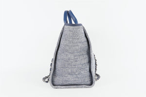 CHANEL BLUE 2018 DEAUVILLE MEDIUM FABRIC TOTE BAG