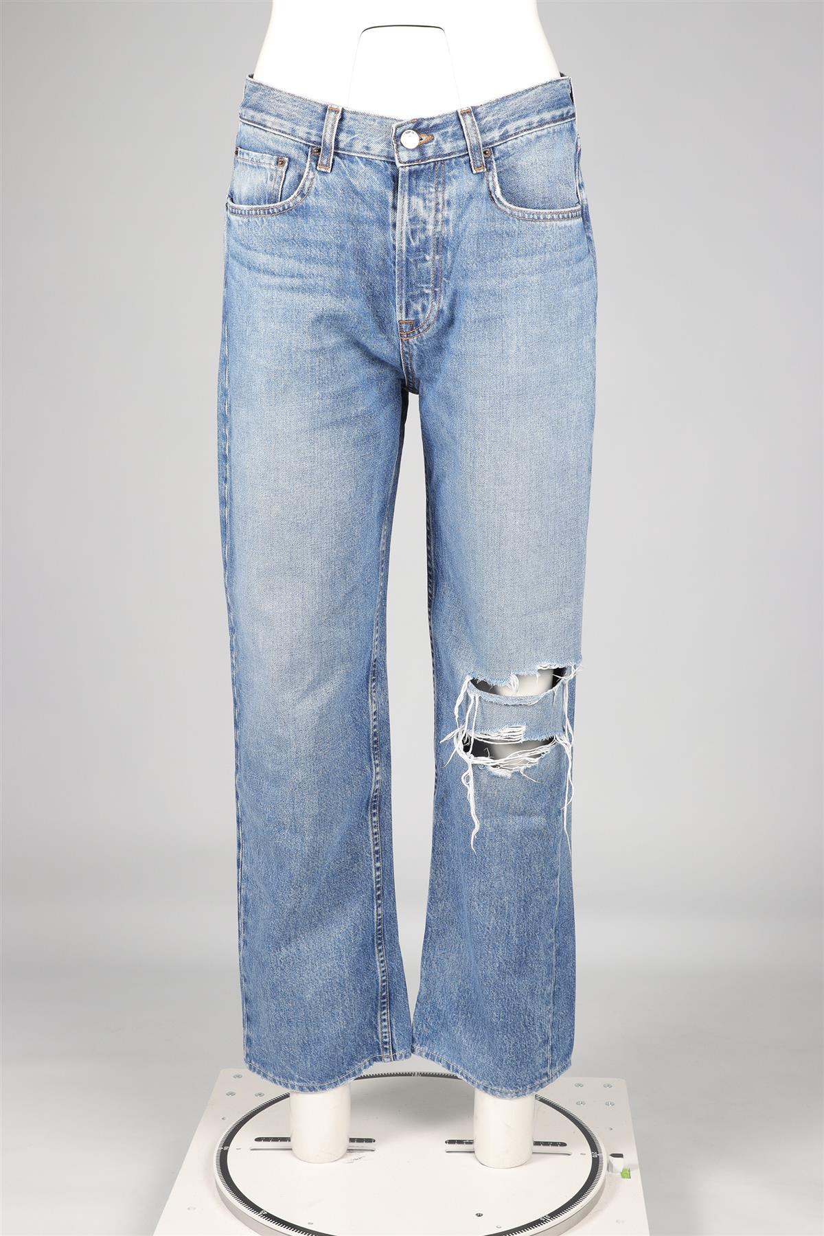 GRLFRND BLUE HIGH RISE STRAIGHT LEG JEANS W26 UK 8