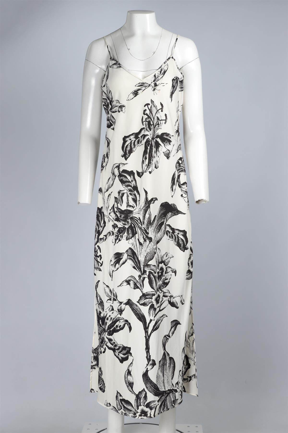 DIANE VON FURSTENBERG CREAM SILK MAXI DRESS MEDIUM