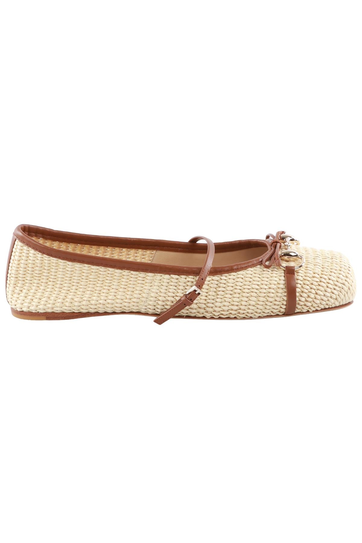 GUCCI BEIGE HORSEBIT RAFFIA BALLET FLATS EU 40.5 UK 7.5 US 10.5