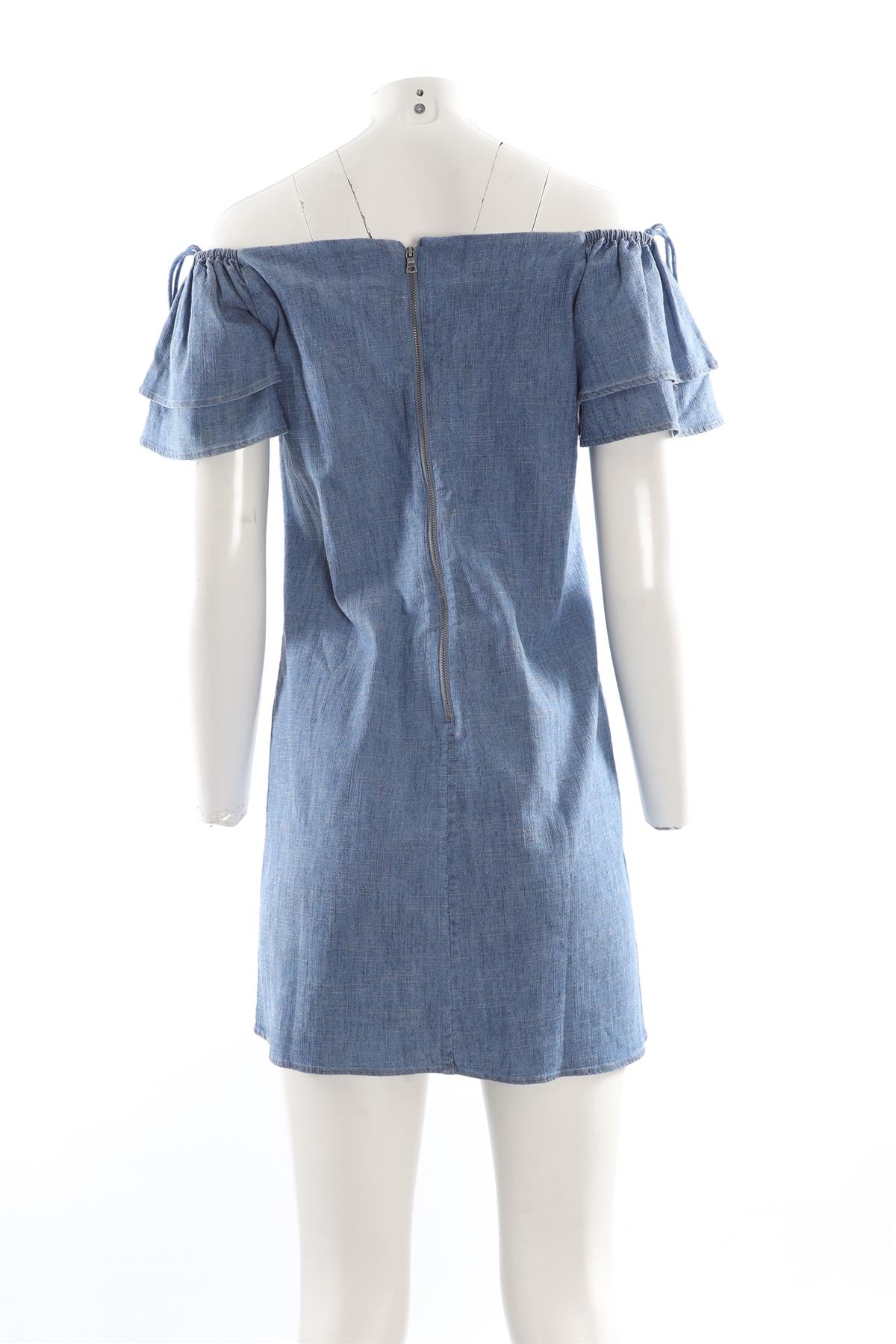 ALICE + OLIVIA BLUE DENIM MINI DRESS MEDIUM