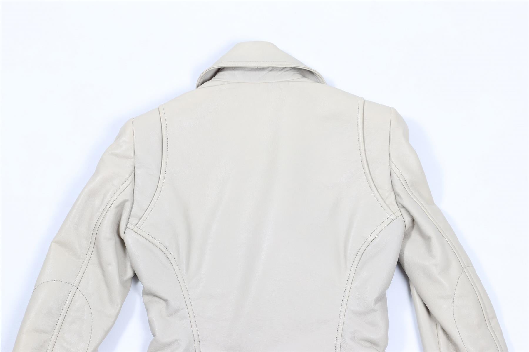 BALENCIAGA CREAM LEATHER JACKET FR 34 UK 6