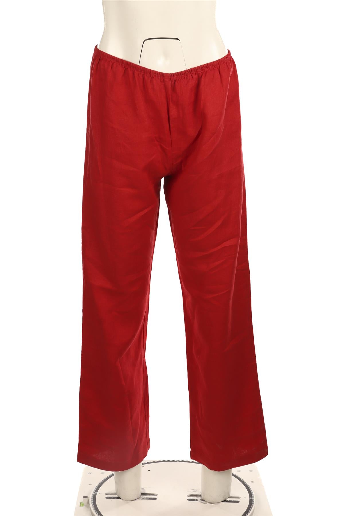 DONNI RED LINEN STRAIGHT LEG PANTS SMALL