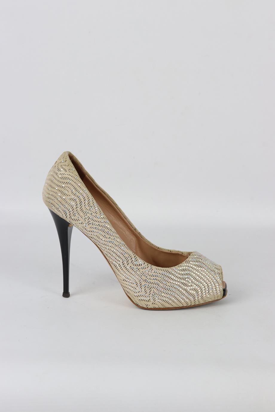 GIUSEPPE ZANOTTI CRYSTAL EMBELLISHED SUEDE PUMPS EU 37.5 UK 4.5 US 7.5