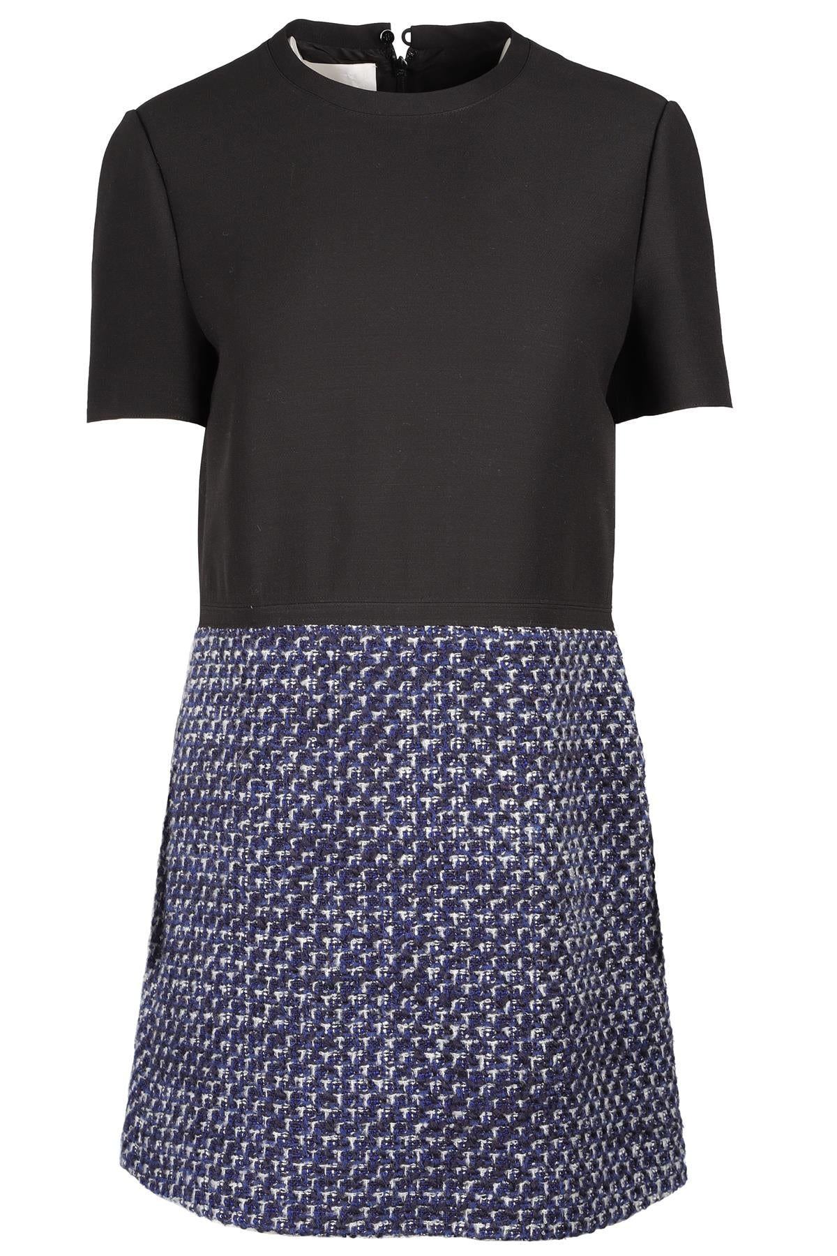 VALENTINO BLACK CREPE AND TWEED MINI DRESS IT 42 UK 10