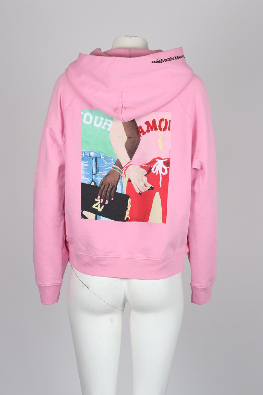 ZADIG AND VOLITARE PRINTED COTTON JERSEY HOODIE MEDIUM