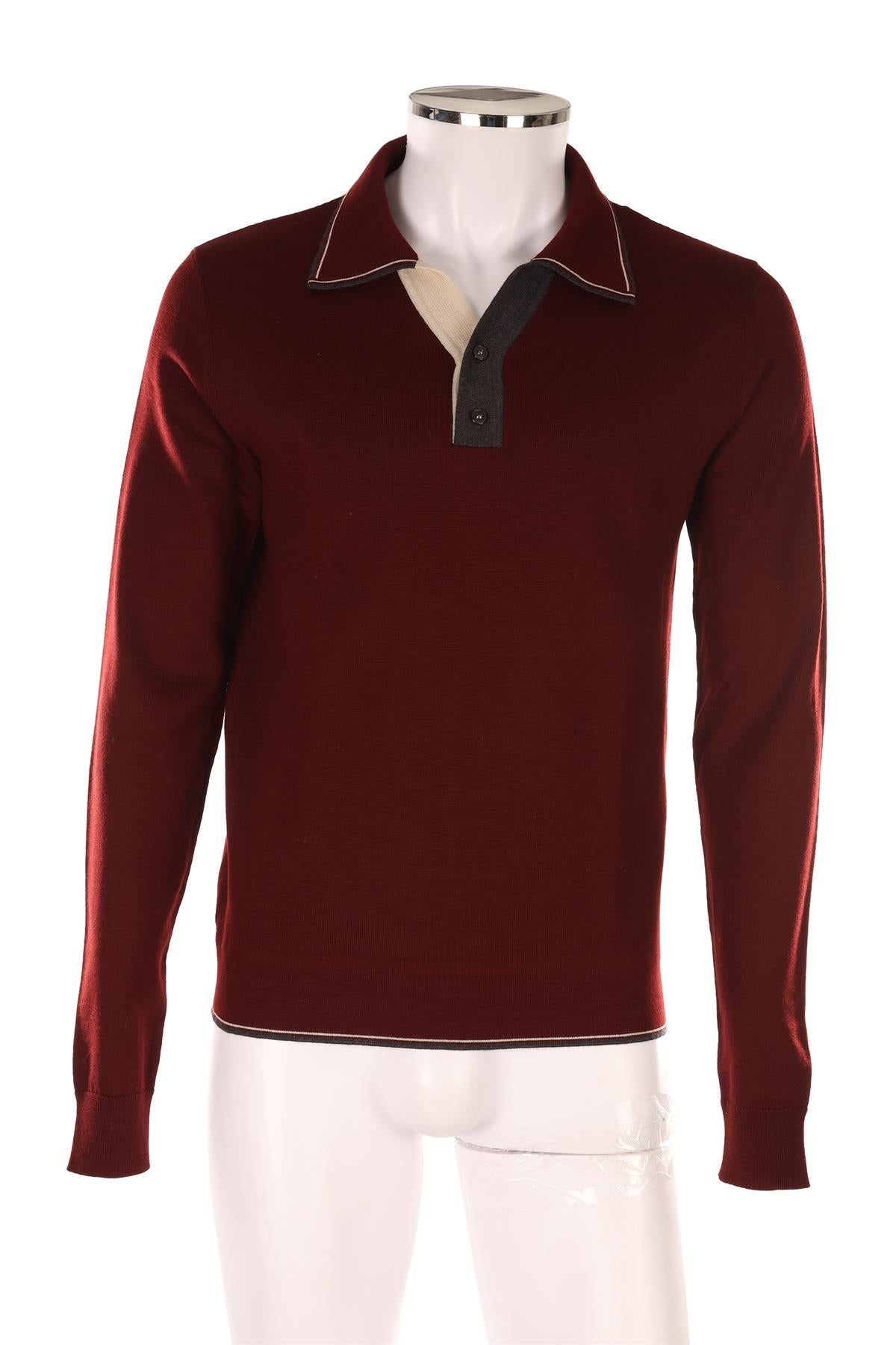 DOLCE & GABBANA BURGUNDY MEN'S WOOL POLO SWEATER IT 46 UK 36