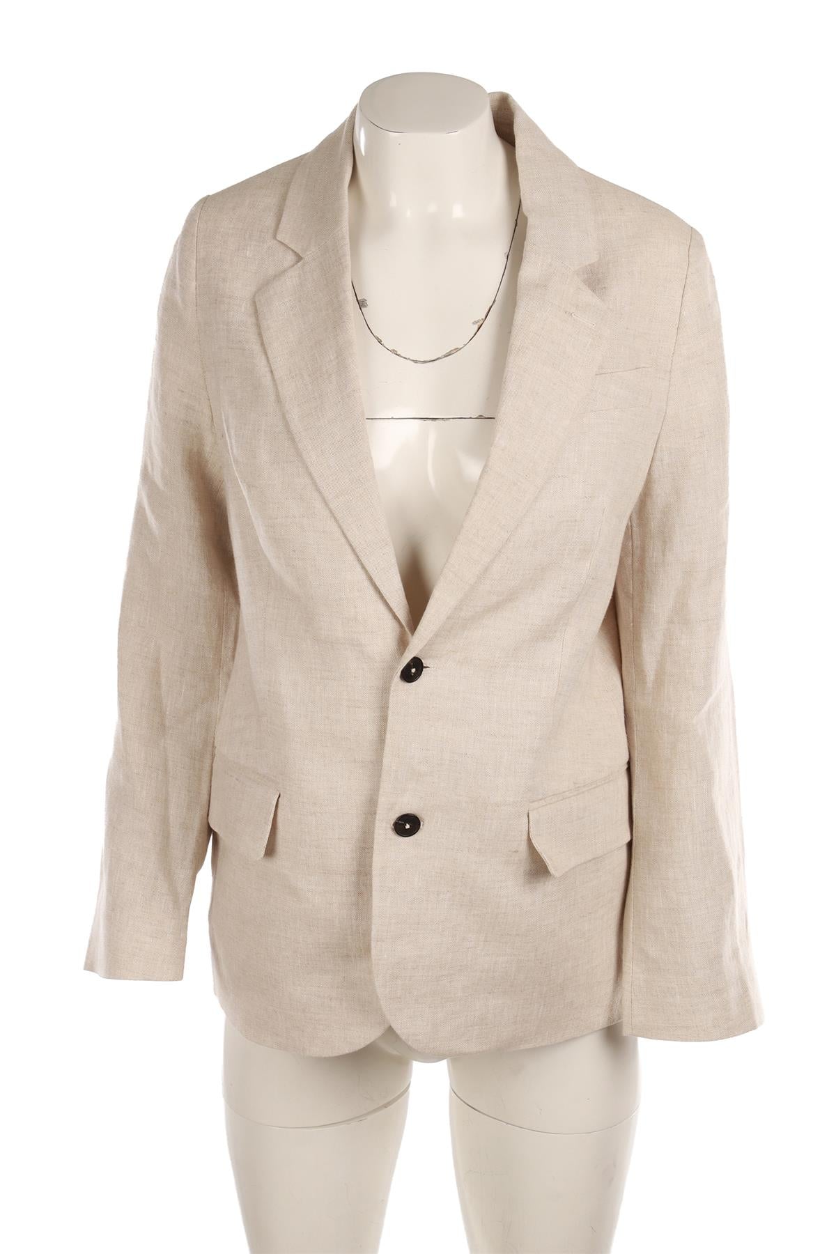 WITH NOTHING UNDERNEATH BEIGE LINEN BLAZER UK 8