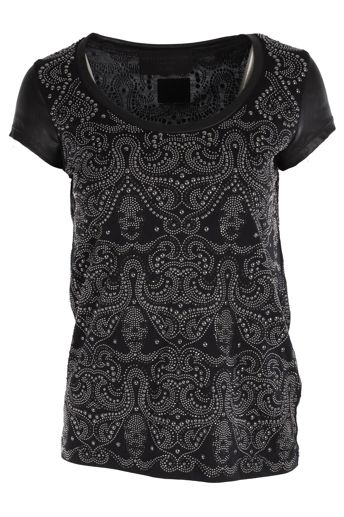 PHILIPP PLEIN BLACK COTTON T-SHIRT SMALL