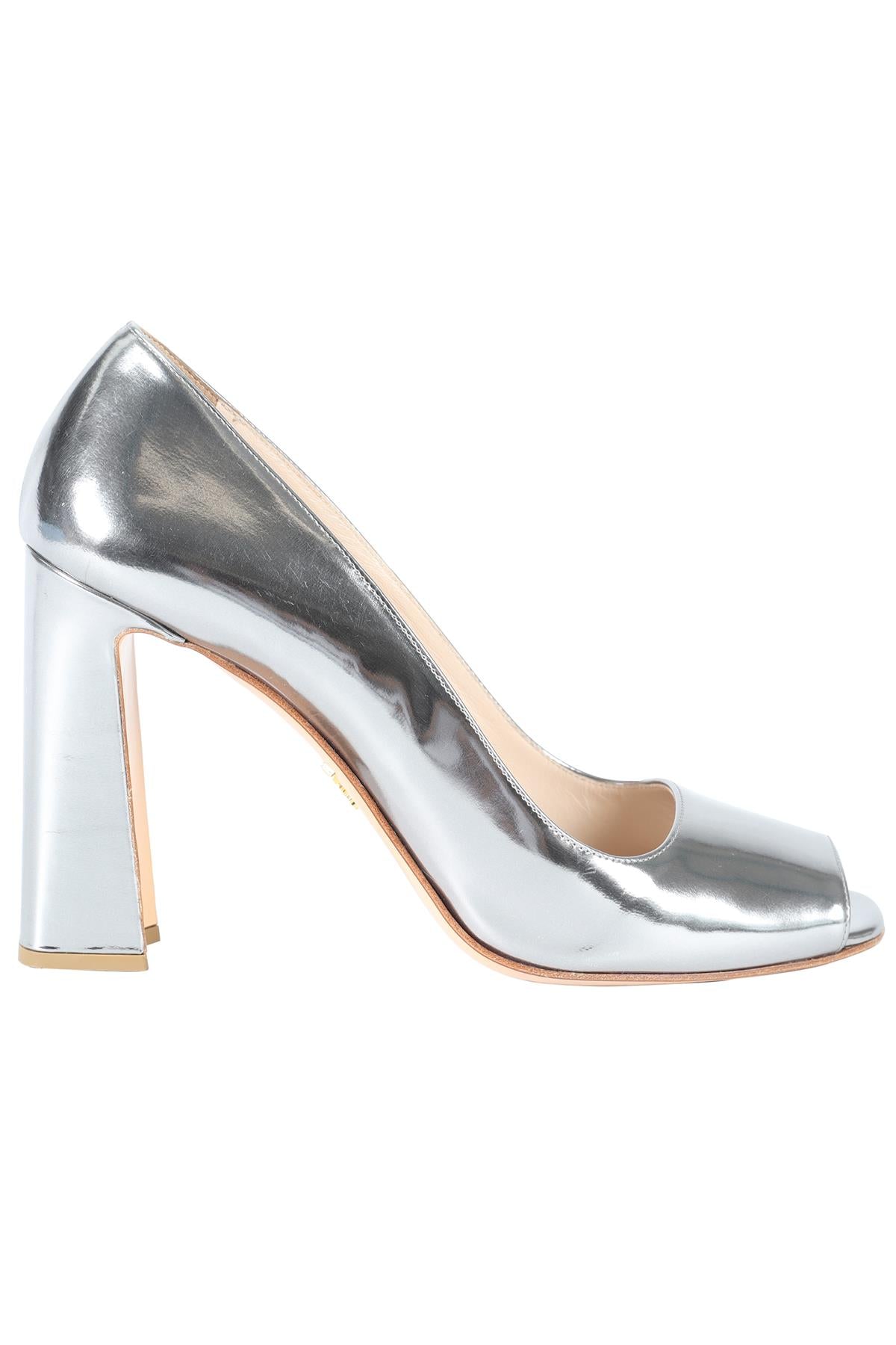 PRADA SILVER LEATHER PUMPS EU 40 UK 7 US 10