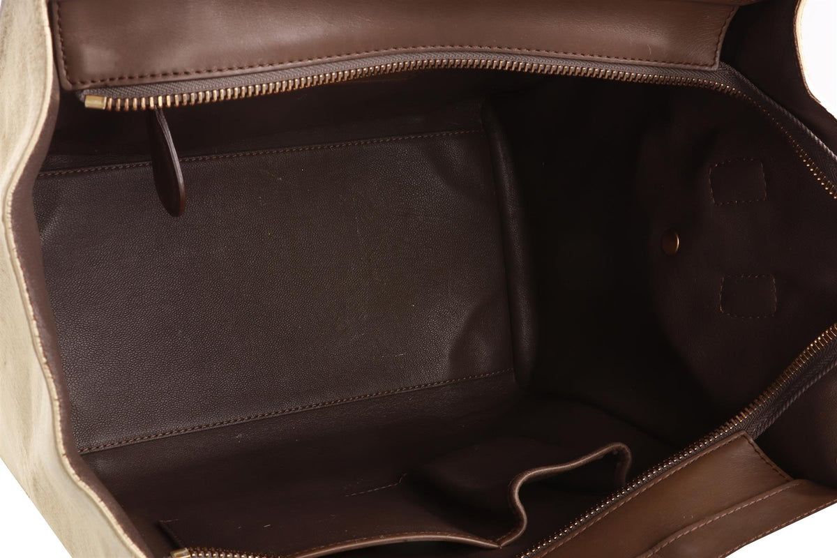 CELINE ORANGE LUGGAGE MINI CALF HAIR AND LEATHER TOTE BAG