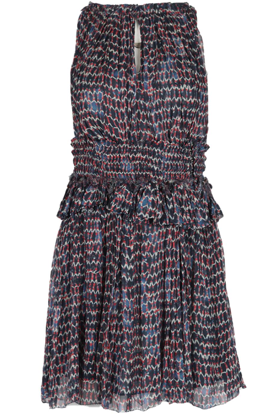 ISABEL MARANT BELTED PRINTED SILK MINI DRESS FR 34 UK 6