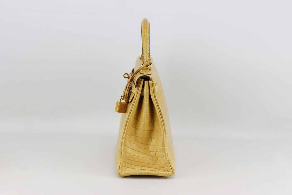 HERMÈS 2014 KELLY RETOURNE 28CM MATTE NILOTICUS CROCODILE LEATHER BAG