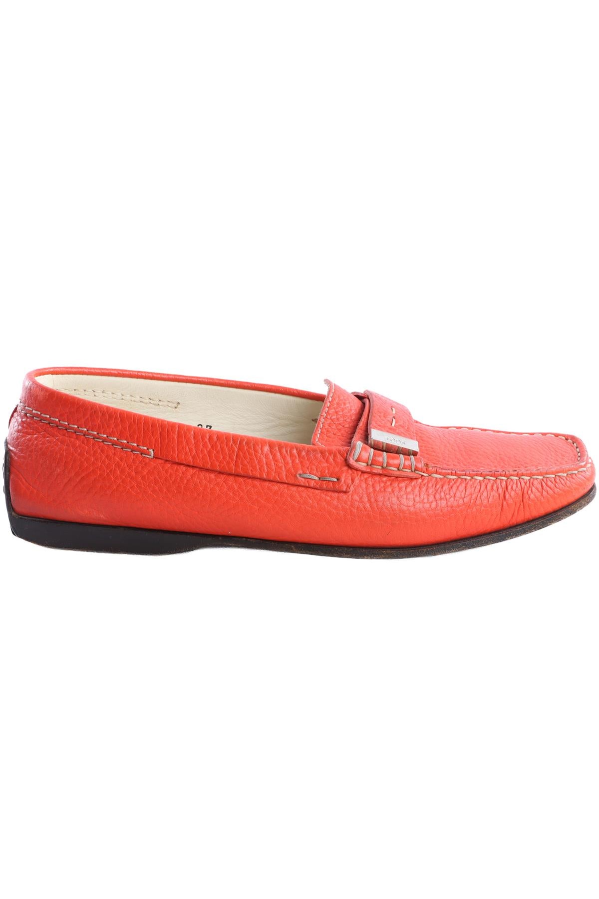 TOD'S ORANGE LEATHER LOAFERS EU 37 UK 4 US 7
