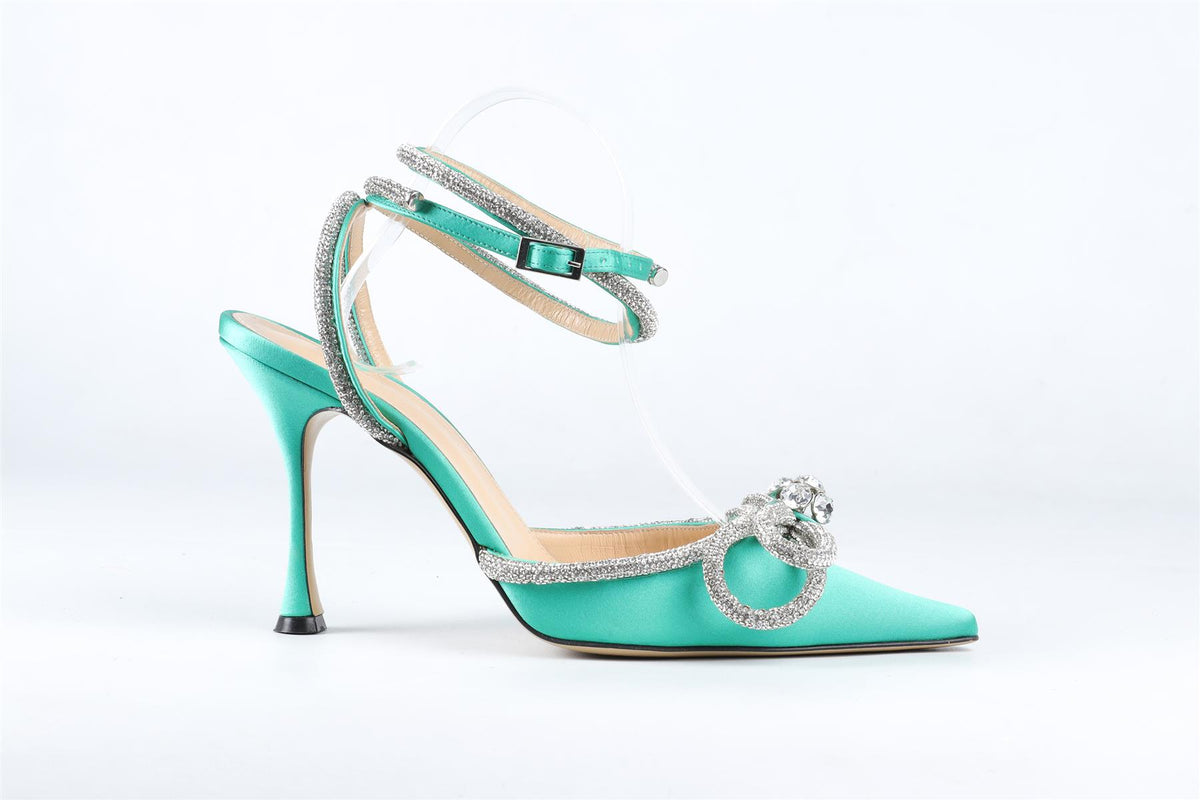 MACH & MACH GREEN CRYSTAL AND SATIN PUMPS EU 39.5 UK 6.5 US 9.5