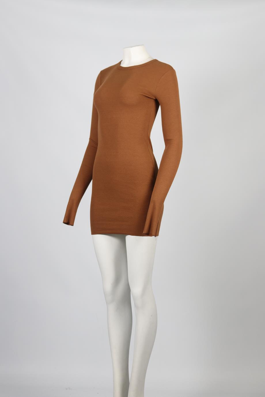 ETERNE RIBBED COTTON BLEND MINI DRESS SMALL