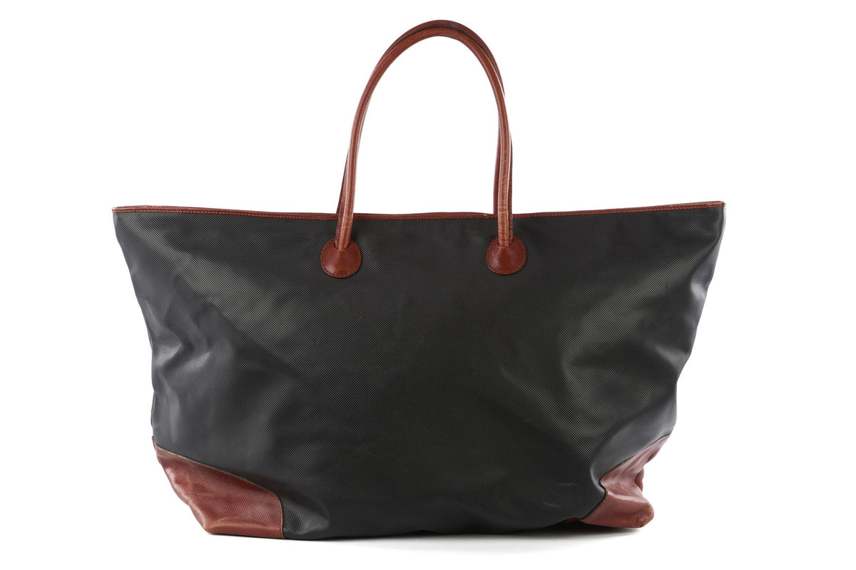 BOTTEGA VENETA BLACK VINTAGE MARCO POLO LEATHER TOTE BAG