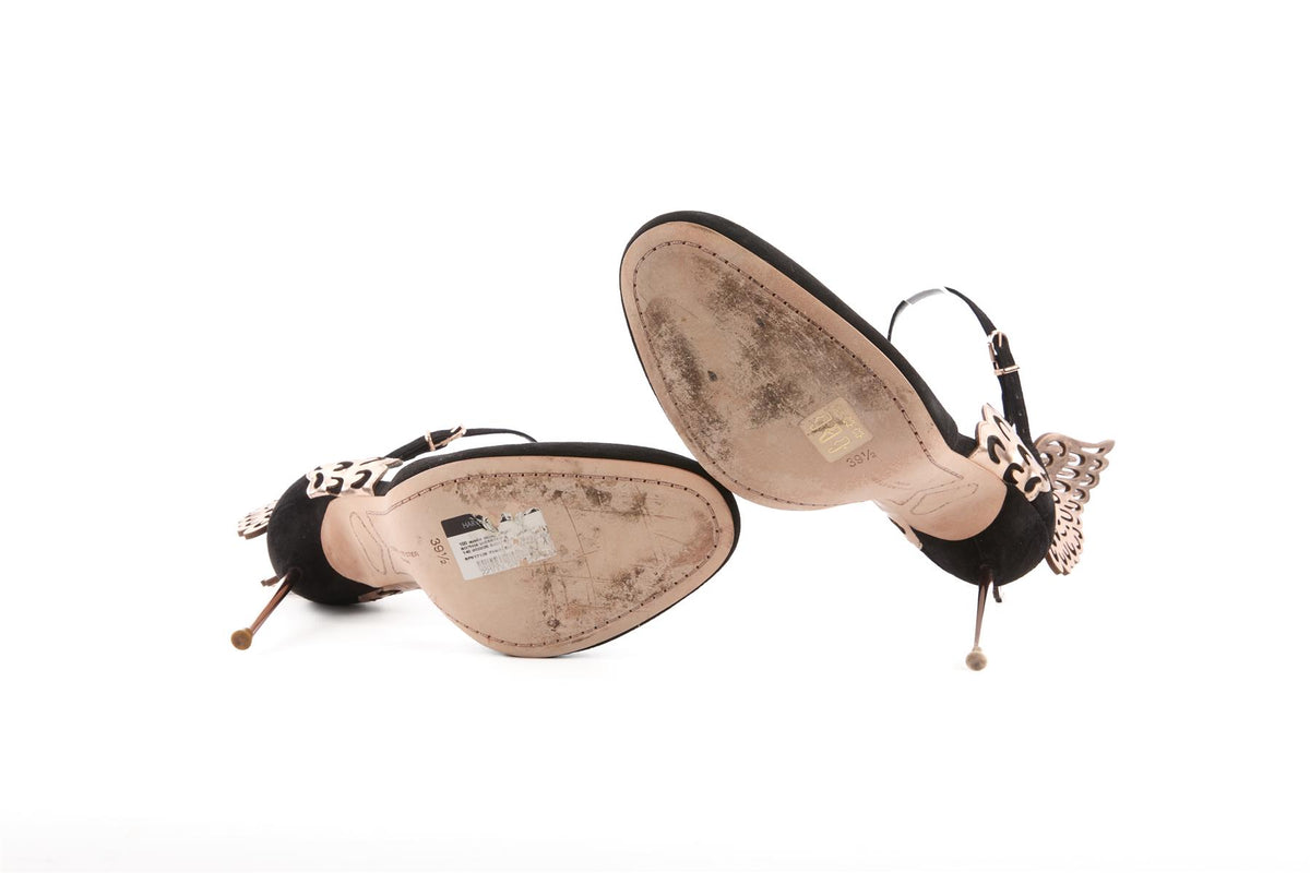 SOPHIA WEBSTER BLACK SUEDE PUMPS EU 39.5 UK 6.5 US 9.5