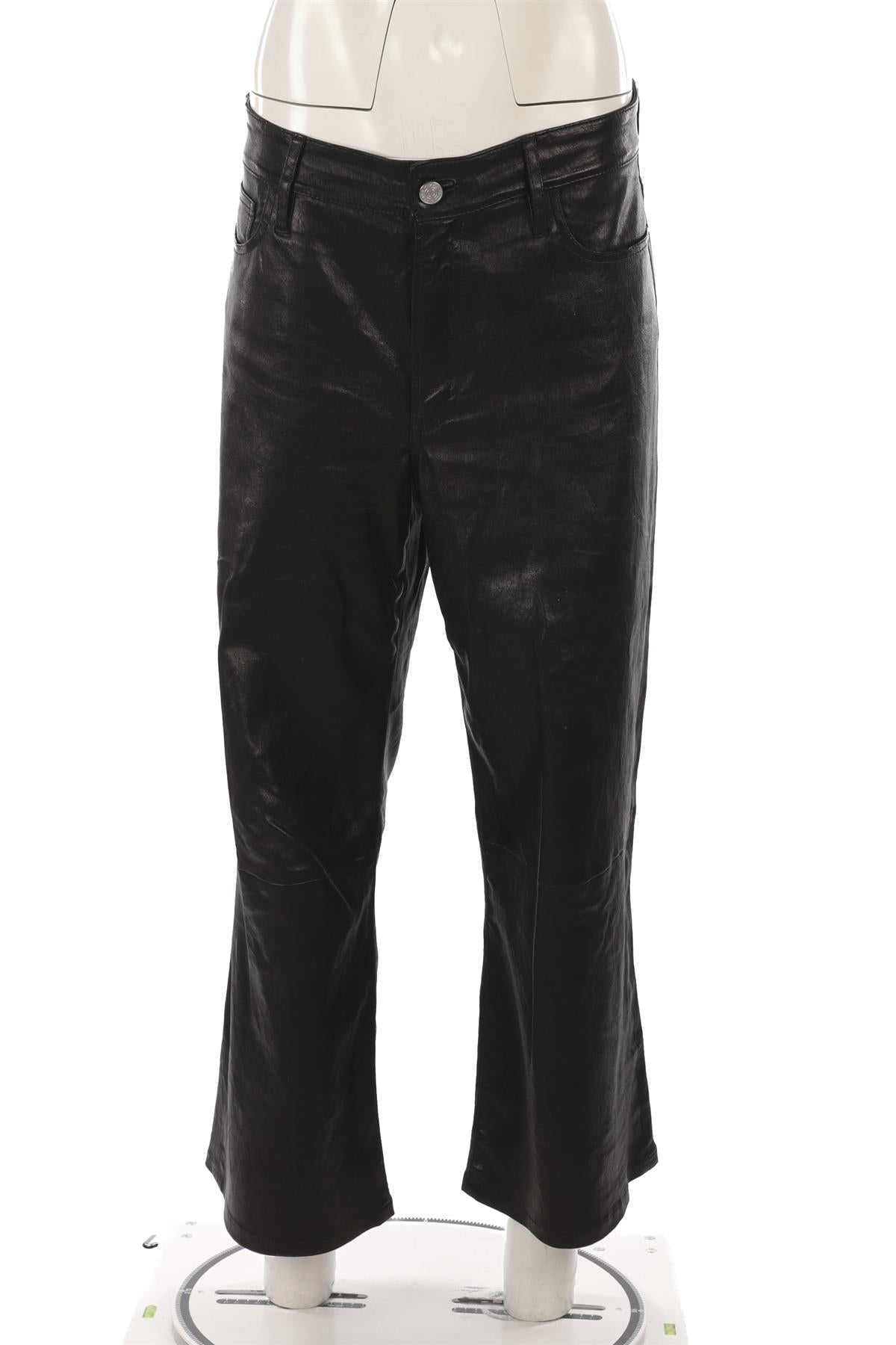 FRAME BLACK LEATHER WIDE LEG PANTS UK 8