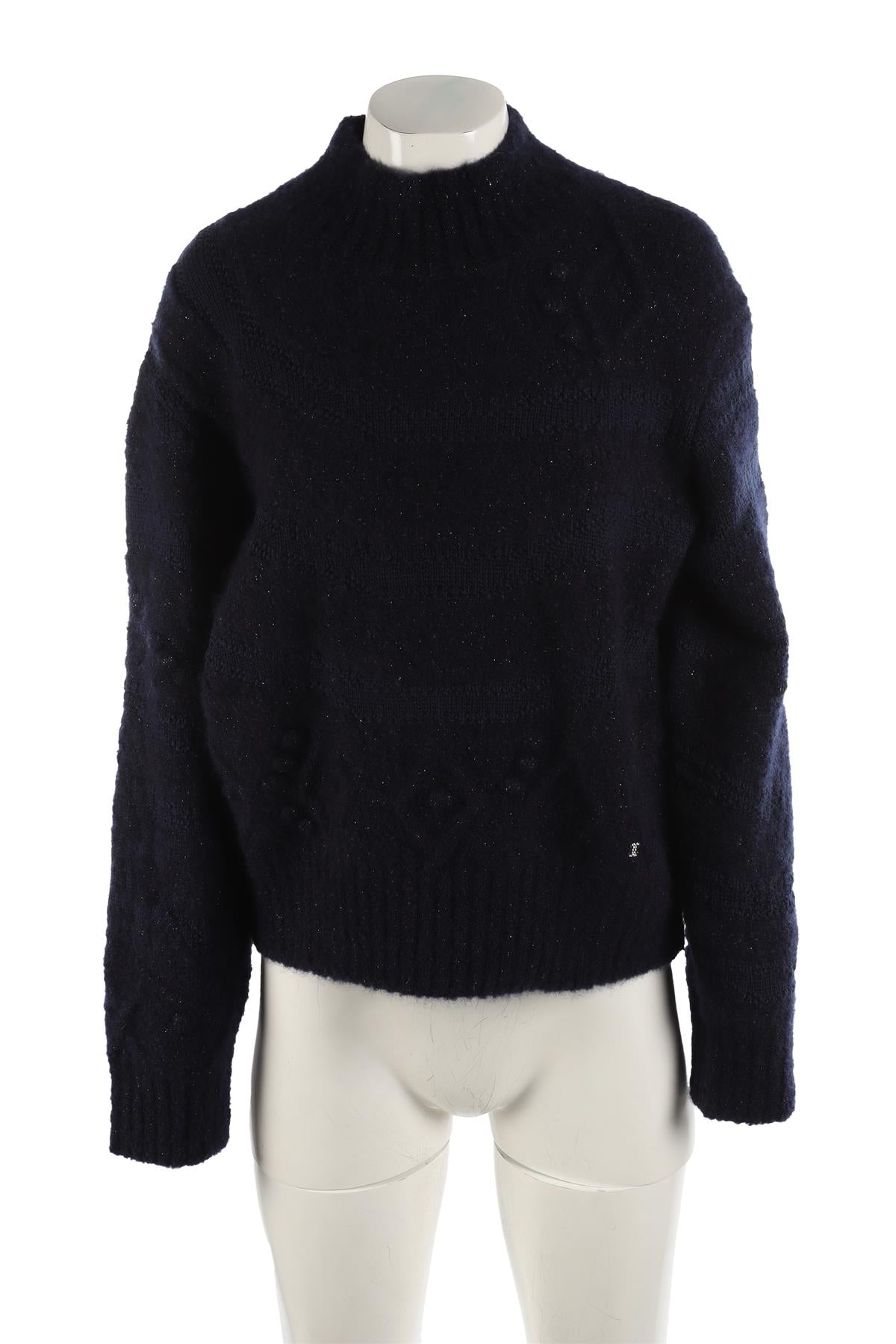 CHANEL NAVY 2023 CASHMERE JUMPER FR 42 UK 14
