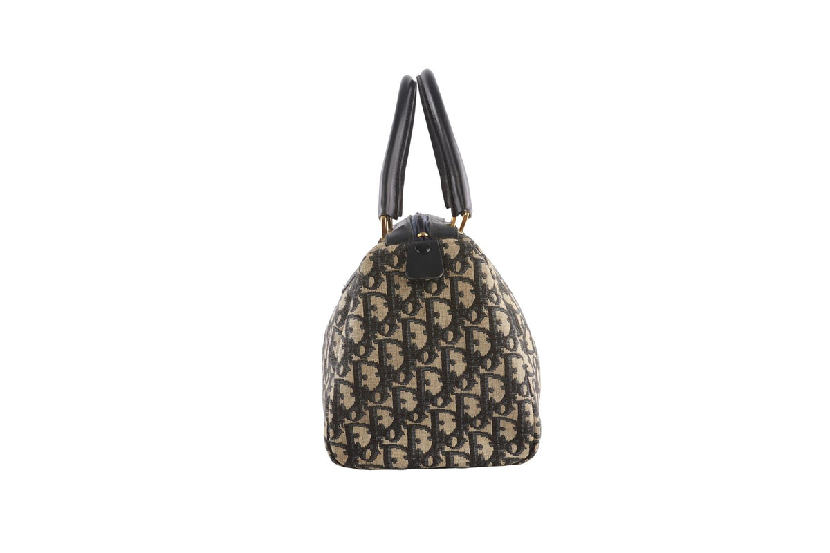 CHRISTIAN DIOR NAVY VINTAGE DIORISSIMO CANVAS TOTE BAG