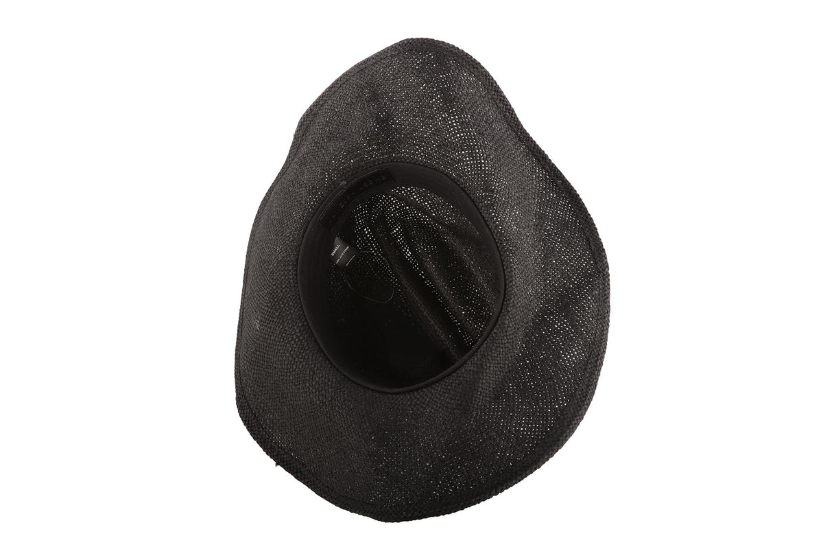 JANESSA LEONE BLACK STRAW HAT SMALL