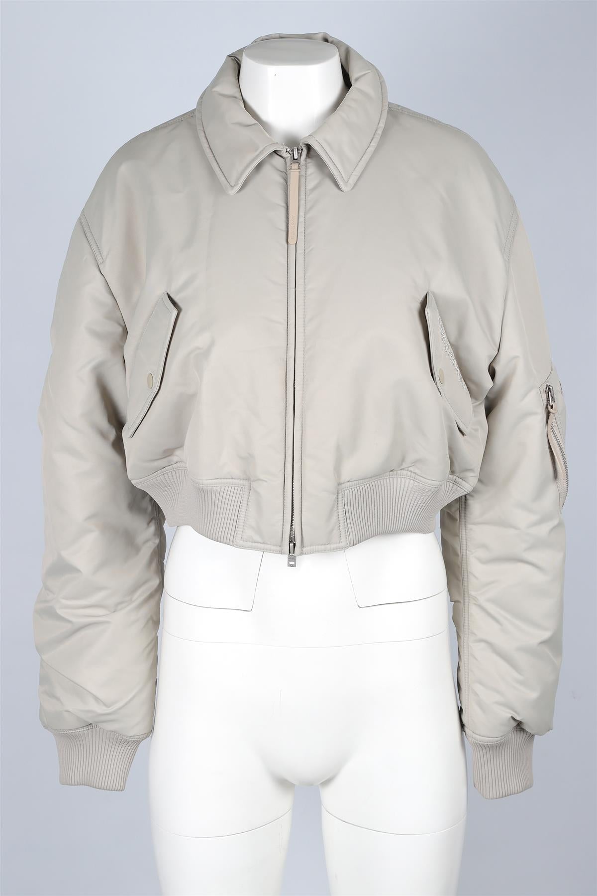 ACNE STUDIOS GREY SHELL BOMBER JACKET EU 38 UK 10