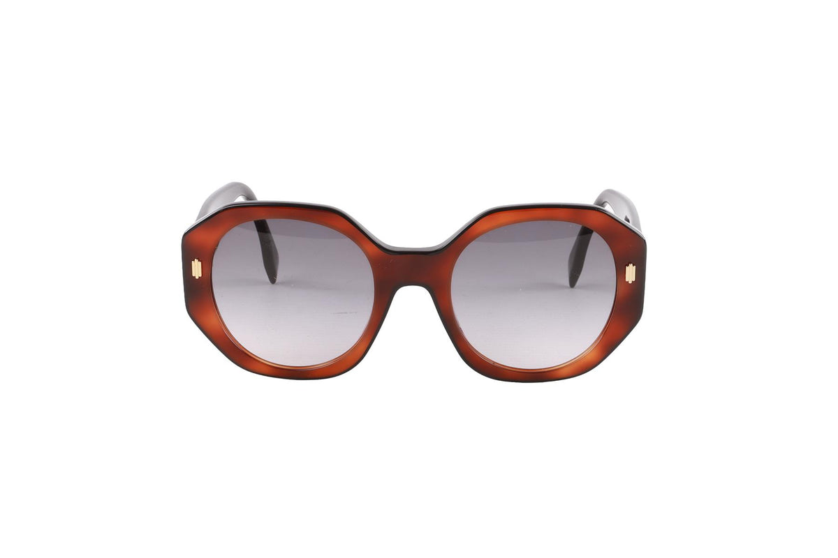 FENDI BROWN ROUND FRAME ACETATE SUNGLASSES