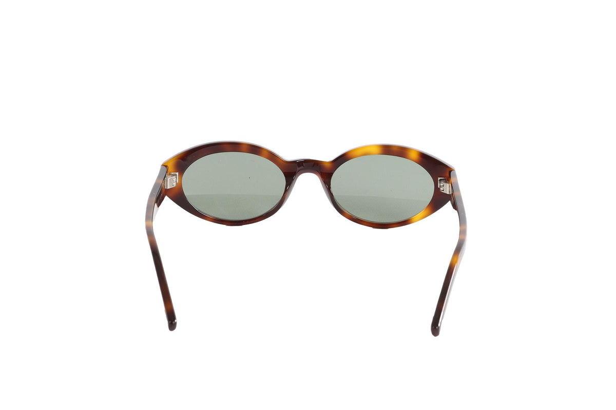 SAINT LAURENT BROWN OVAL FRAME ACETATE SUNGLASSES