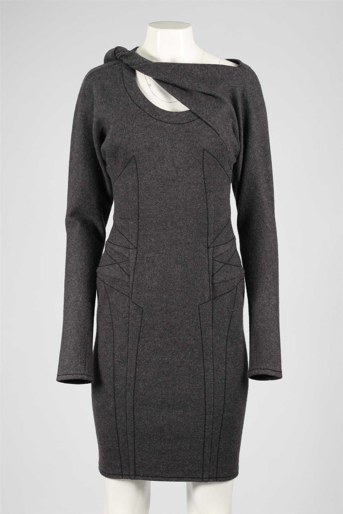 6267 GREY WOOL MIDI DRESS IT 40 UK 8