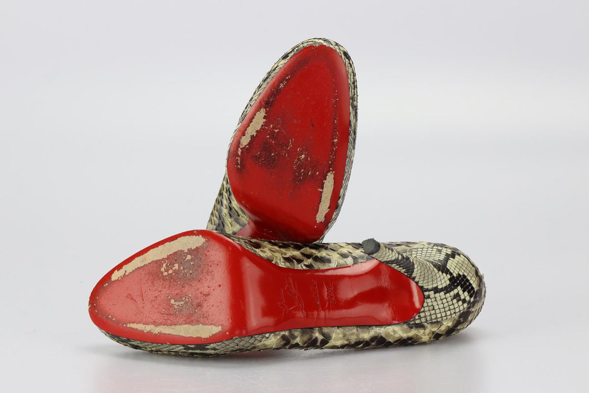 CHRISTIAN LOUBOUTIN PYTHON PLATFORM PUMPS EU 37.5 UK 4.5 US 7.5