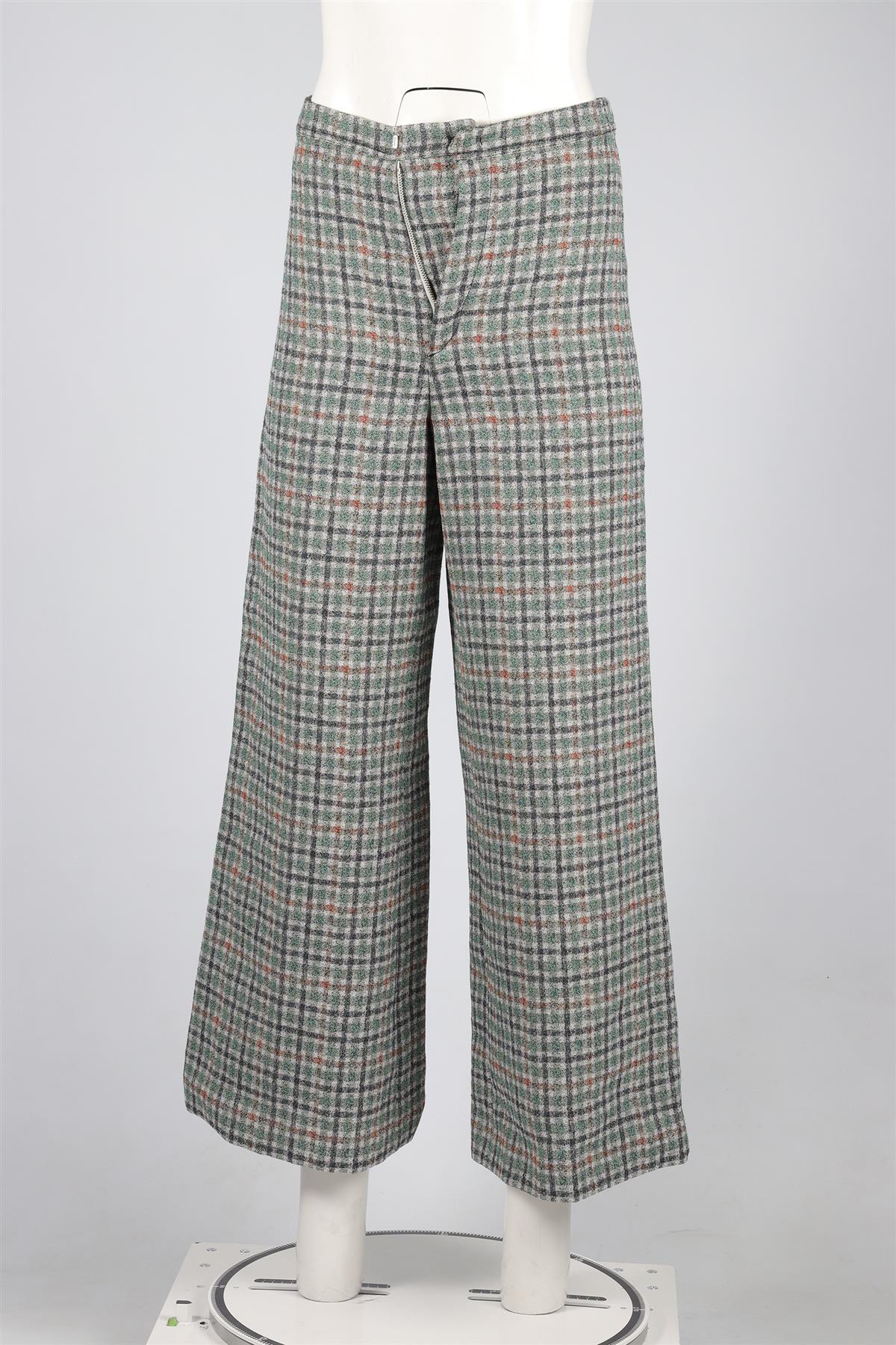 ISABEL MARANT GREEN COTTON WIDE LEG PANTS FR 36 UK 8