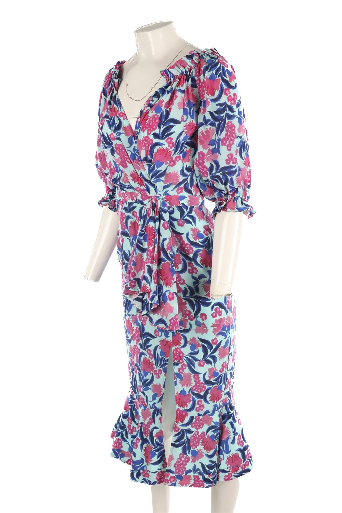 SALONI MULTI SILK MIDI DRESS UK 8