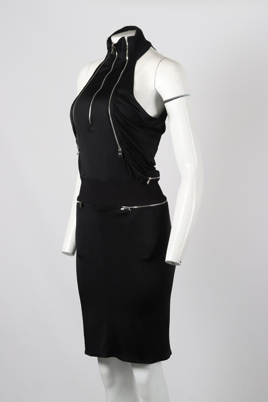 PACO RABANNE ZIP DETAILED COTTON BLEND MINI DRESS FR 36 UK 8