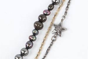 CHANEL GREY 2017 CC PEARL AND CHAIN NECKLACE